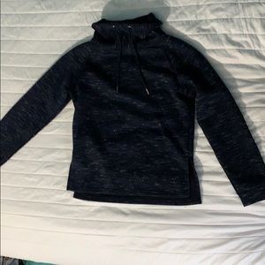 Navy blue white speckled cowl neck sweatshirt